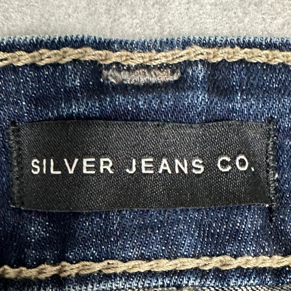 Silver Jeans Co Craig Jeans Mens 38X32 Blue Easy Fit Bootcut Distressed Denim